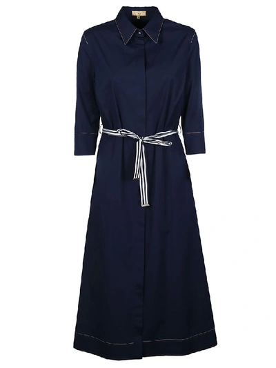 Fay Tie Waist Shirt Dress In Blu