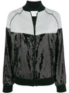 Alberta Ferretti Sequin Bomber Jacket In Black