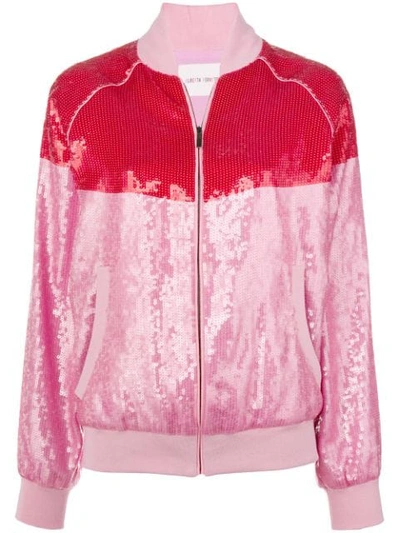 Alberta Ferretti Two Tone Sequined Track Jacket In Pink