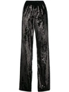 Alberta Ferretti Sequin Side Striped Track Pants In Black