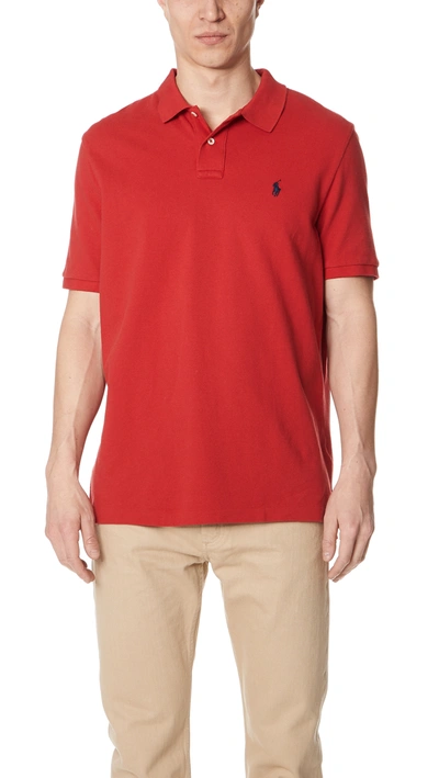 Polo Ralph Lauren Custom Slim Fit Mesh Polo Shirt In Red
