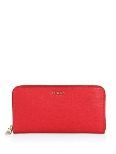 Furla Leather Continental Wallet In Ruby