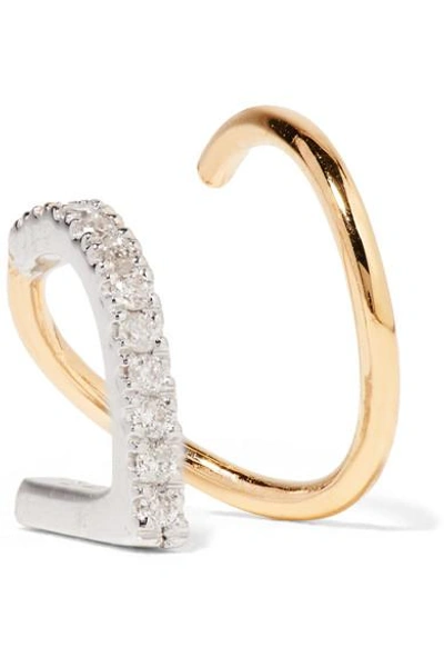 Maria Black Bela Blanc Twirl 14-karat Gold, Rhodium-plated And Diamond Earring