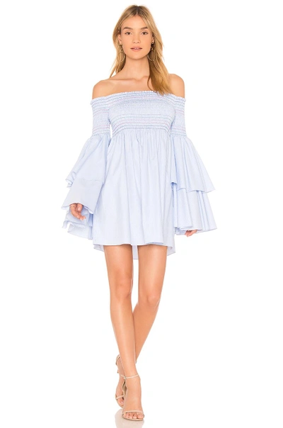 Central Park West Smocked Off-the-shoulder Mini Dress - 100% Exclusive In Blue
