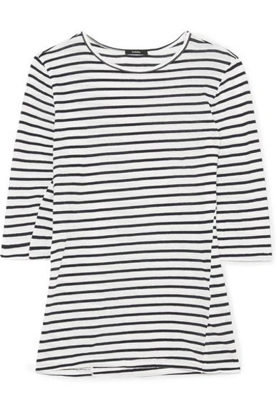 Bassike Striped Organic Cotton Top In Navy