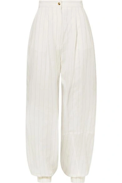 Loewe Striped Wide-leg Linen-blend Trouser In White Stripe