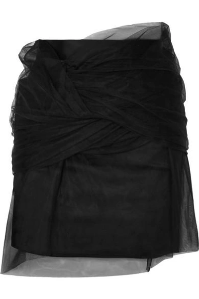 Y/project Twisted Tulle And Satin Mini Skirt In Black