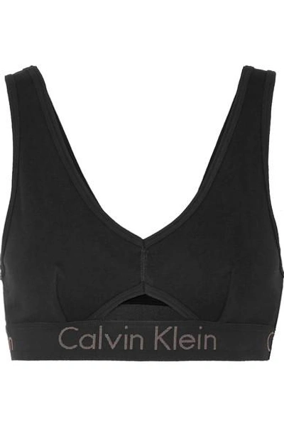 Calvin Klein Underwear Cutout Stretch-cotton Soft-cup Bra In Black