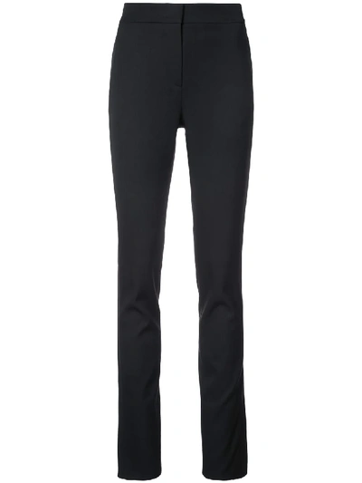 Oscar De La Renta Side Slit Skinny Trousers In Black