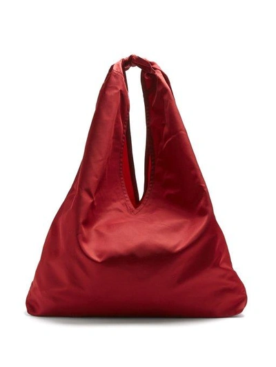 The Row Bindle Red Nylon Shopping Bag In Burgundy