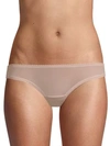 On Gossamer Solid Mesh Bikini Panties In Champagne