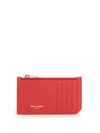 Saint Laurent Fragments Leather Zip Card Case In Red