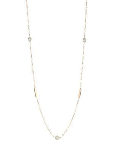 Zoë Chicco Diamond Pendant & 14k Gold Bar Necklace In Yellow Gold