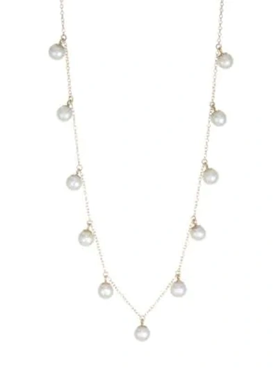 Zoë Chicco 4mm Pearl Pendant Choker Necklace In Yellow Gold