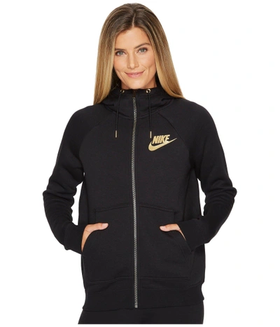 Nike Sportswear Rally Metallic Full-zip Hoodie, Black/black | ModeSens