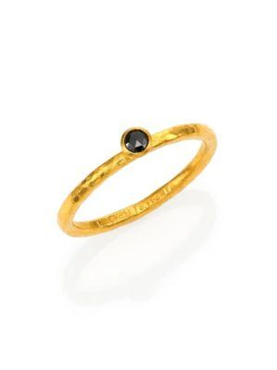 Gurhan Delicacies Black Diamond & 24k Yellow Gold Stackable Ring