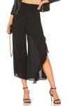 Krisa Asymmetrical Ruffle Pant In Black
