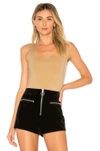 Gettingbacktosquareone Square Neck Bodysuit In Dark Khaki