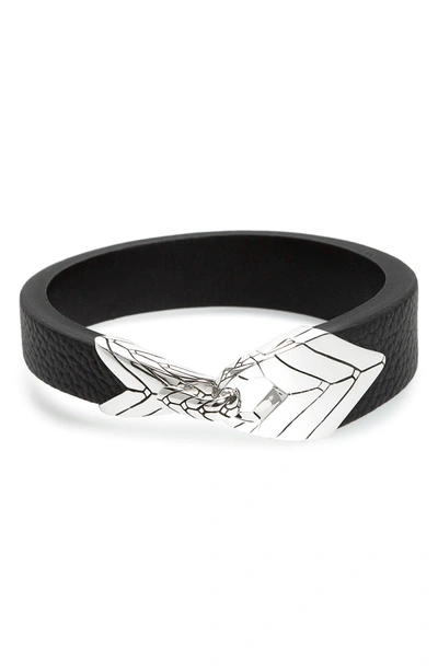 John Hardy Modern Silver Chain & Leather Bracelet In Black