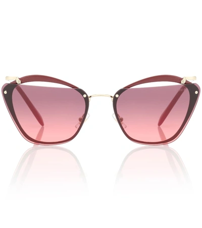 Miu Miu Flattop Cutout Gradient Butterfly Sunglasses In Pink Gradient Violet