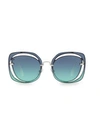 Miu Miu 64mm Mirrored Round Sunglasses In Dark Blue