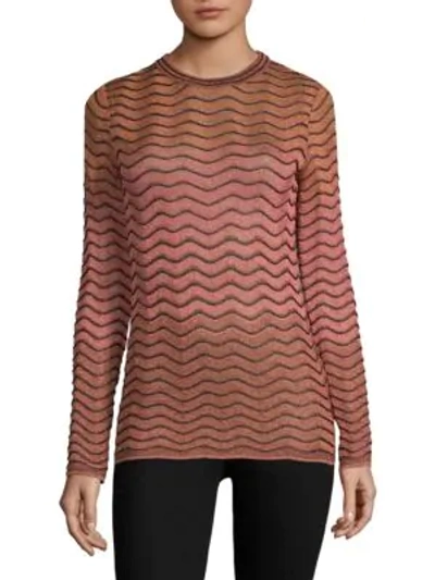 M Missoni Maglia Lurex-knit Sweater In Pink Gold