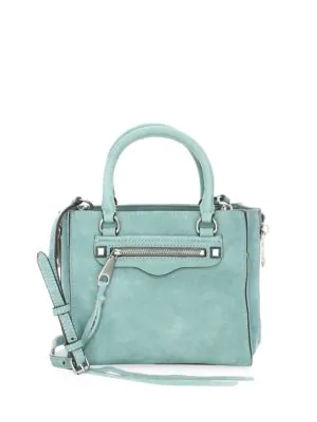 Rebecca Minkoff Mini Regan Side Zip Leather Satchel In Dusty Green