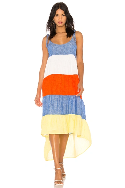 Joie Eufonia Colorblock Linen High-low Dress In Multi