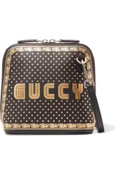 Gucci Guccy Mini Printed Leather Shoulder Bag In Black