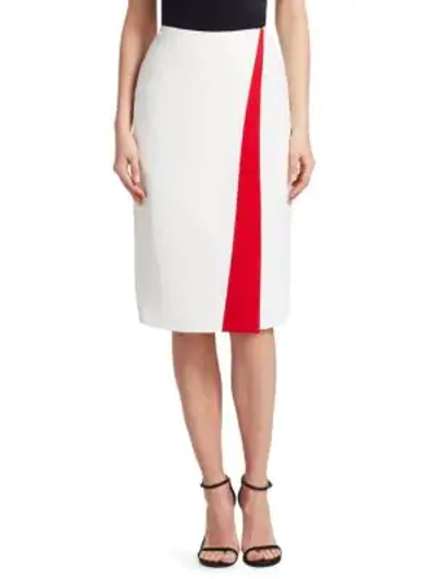 Ralph Lauren Alain Front Stripe Pencil Skirt In Linen White