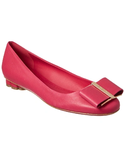 Ferragamo Vara Bow Leather Ballet Flat In Pink