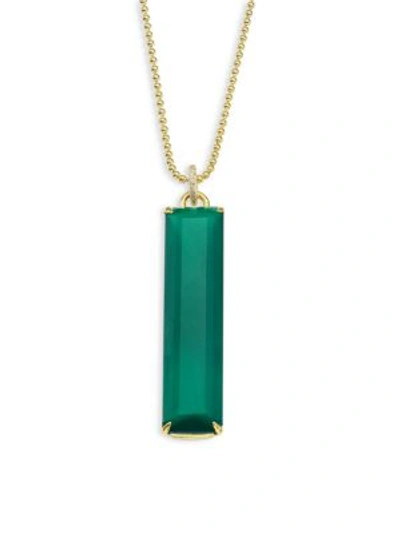 Ila Linus Green Onyx & 14k Yellow Gold Pendant Necklace In Gold Emerald