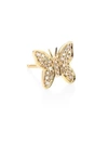 Sydney Evan Women's Butterfly Diamond & 14k Yellow Gold Single Stud Earring