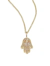 Sydney Evan Mini Hamsa Pavé Diamond & 14k Yellow Gold Pendant Necklace