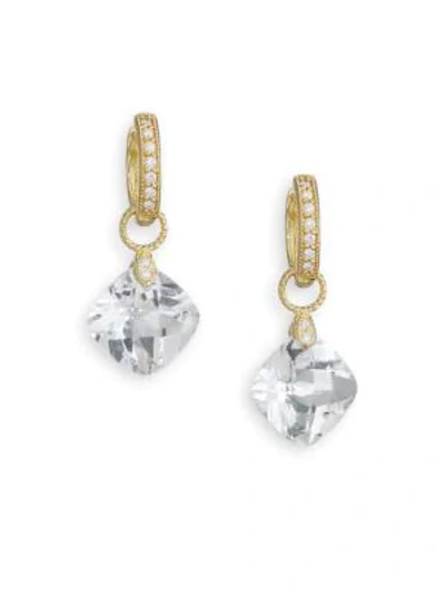 Jude Frances Classic White Topaz, Diamond & 18k Yellow Gold Cushion Earring Charms
