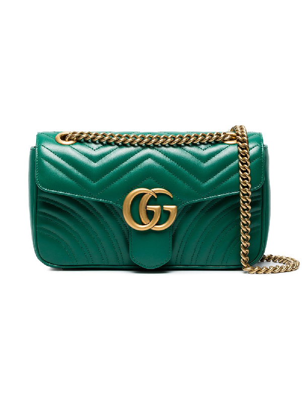 Gucci Gg Marmont Small Quilted-leather Shoulder Bag In Green | ModeSens