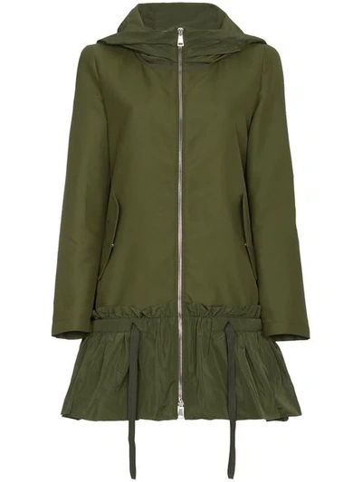 Moncler Alne Frill Hooded Jacket In Green
