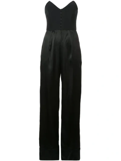 Fleur Du Mal Strapless Crepe And Silk-satin Jumpsuit In Black