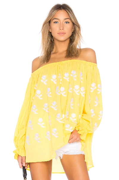 March11 Flower Power Off The Shoulder Top In Mustard