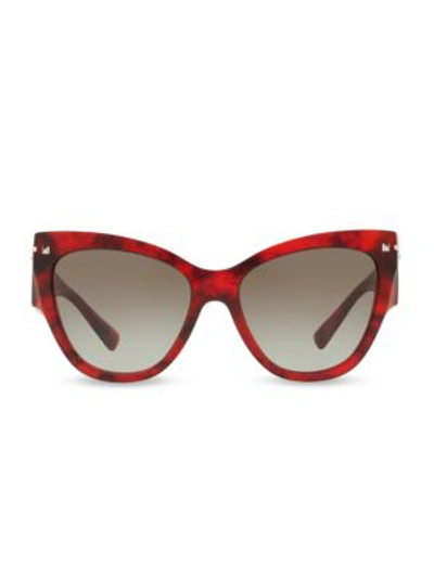 Valentino 55mm Butterfly Sunglasses In Red Havana