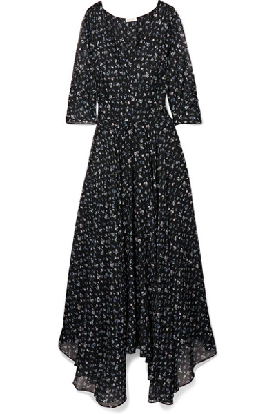 Loveshackfancy Larissa Floral-print Cotton And Silk-blend Maxi Dress In Black