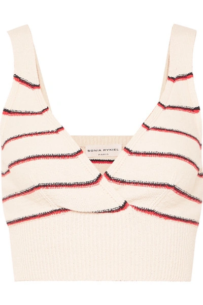 Sonia Rykiel Cropped Striped Cotton-blend Top In Cream