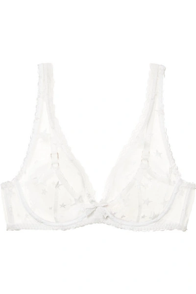Agent Provocateur Luxx Lace-trimmed Embroidered Tulle Underwired Bra In White