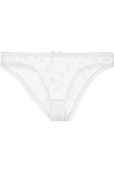 Agent Provocateur Luxx Lace-trimmed Embroidered Tulle Briefs In White