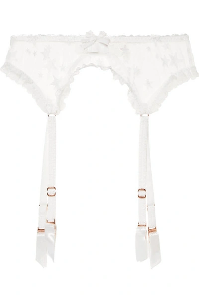 Agent Provocateur Luxx Lace-trimmed Embroidered Tulle Suspender Belt In White