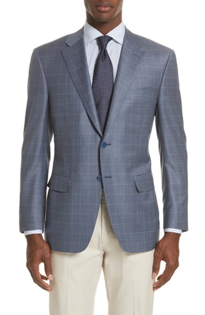 Canali Classic Fit Windowpane Wool Sport Coat In Blue