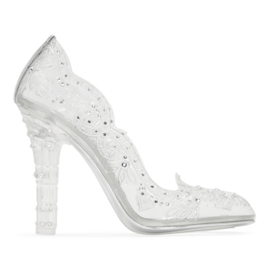 Dolce & Gabbana Dolce And Gabbana Silver Crystal Cinderella Pumps In White