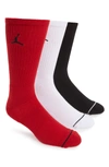 Nike Jumpman 3-pack Dry Crew Socks In White/ Black/ Red