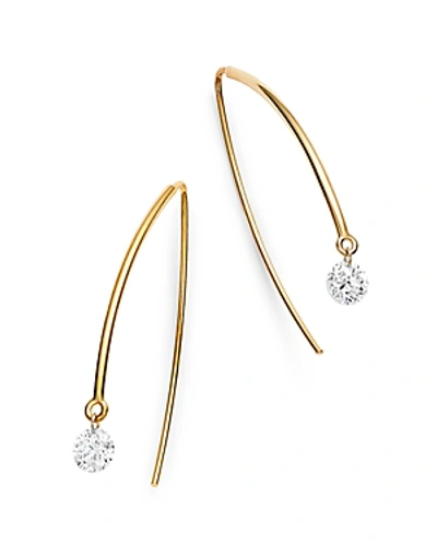 Aerodiamonds 18k Yellow Gold Solo Diamond Threader Earrings In White/gold