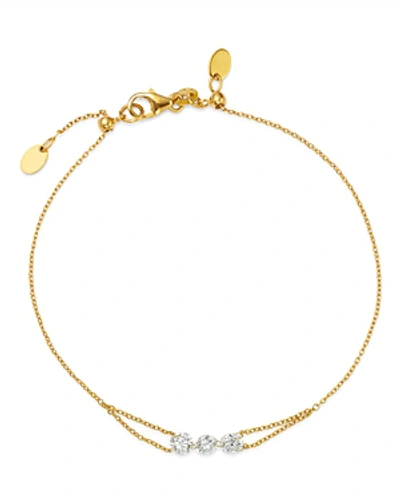 Aerodiamonds 18k Yellow Gold Trio Diamond Bracelet In White/gold
